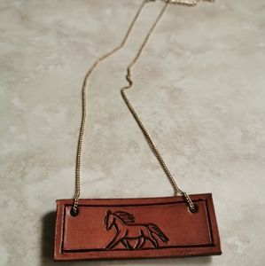 New horse leather bar necklace